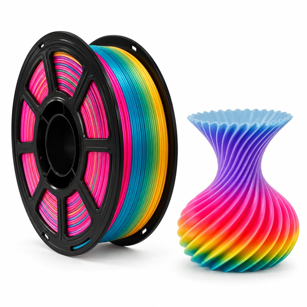 Rainbow Silk PLA filament series illustration