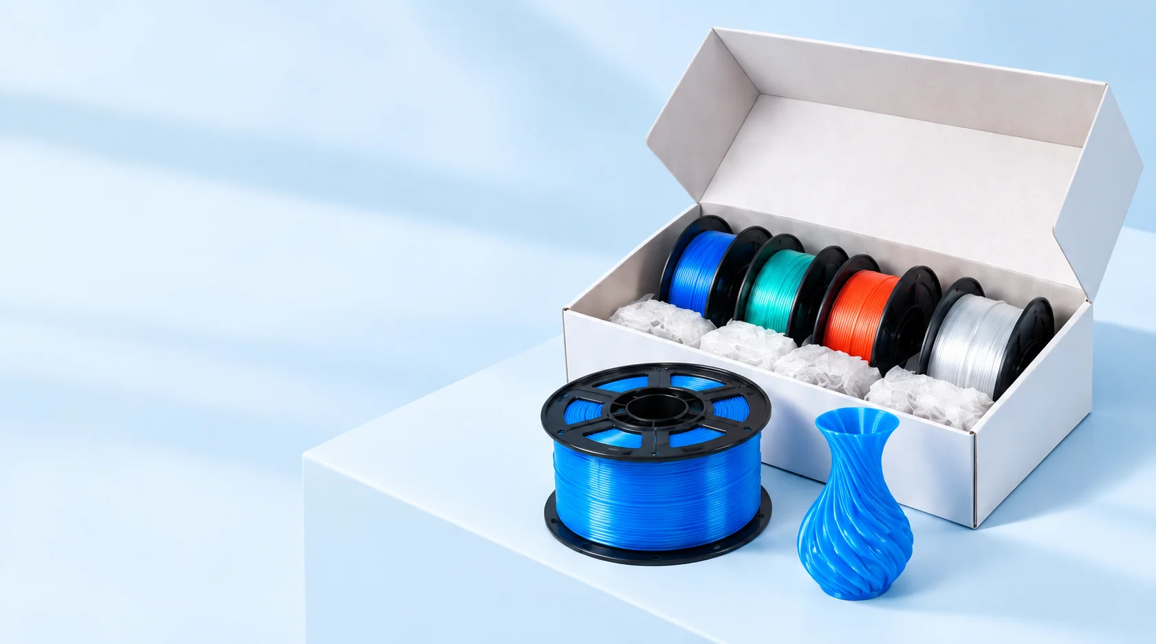 Filament spools and example prints