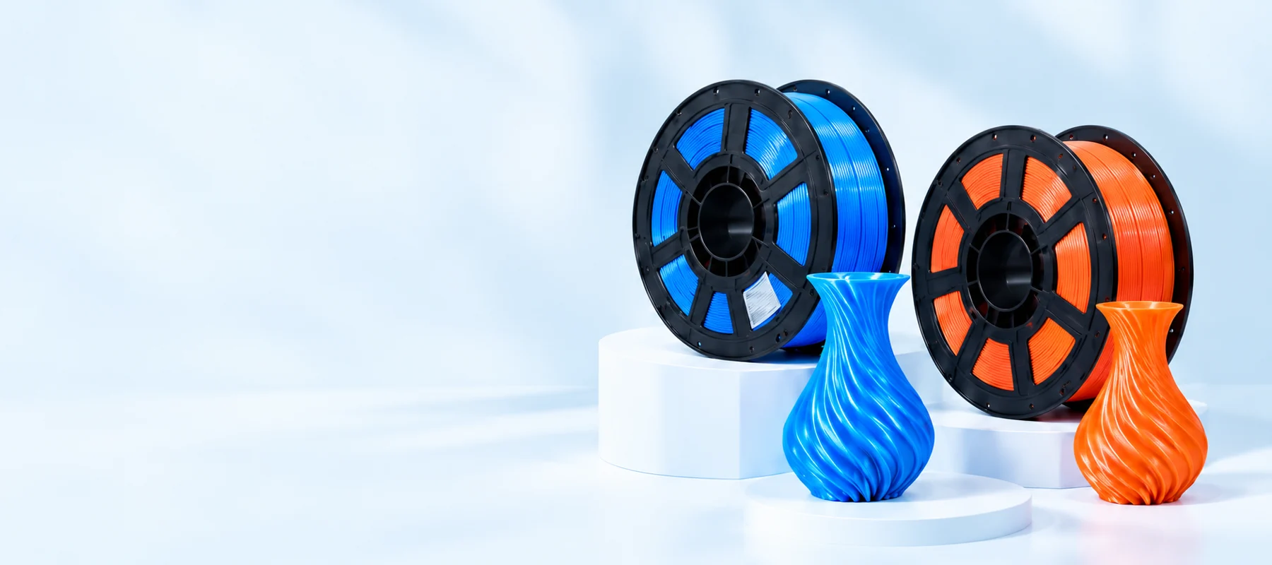 Filament spools and example prints